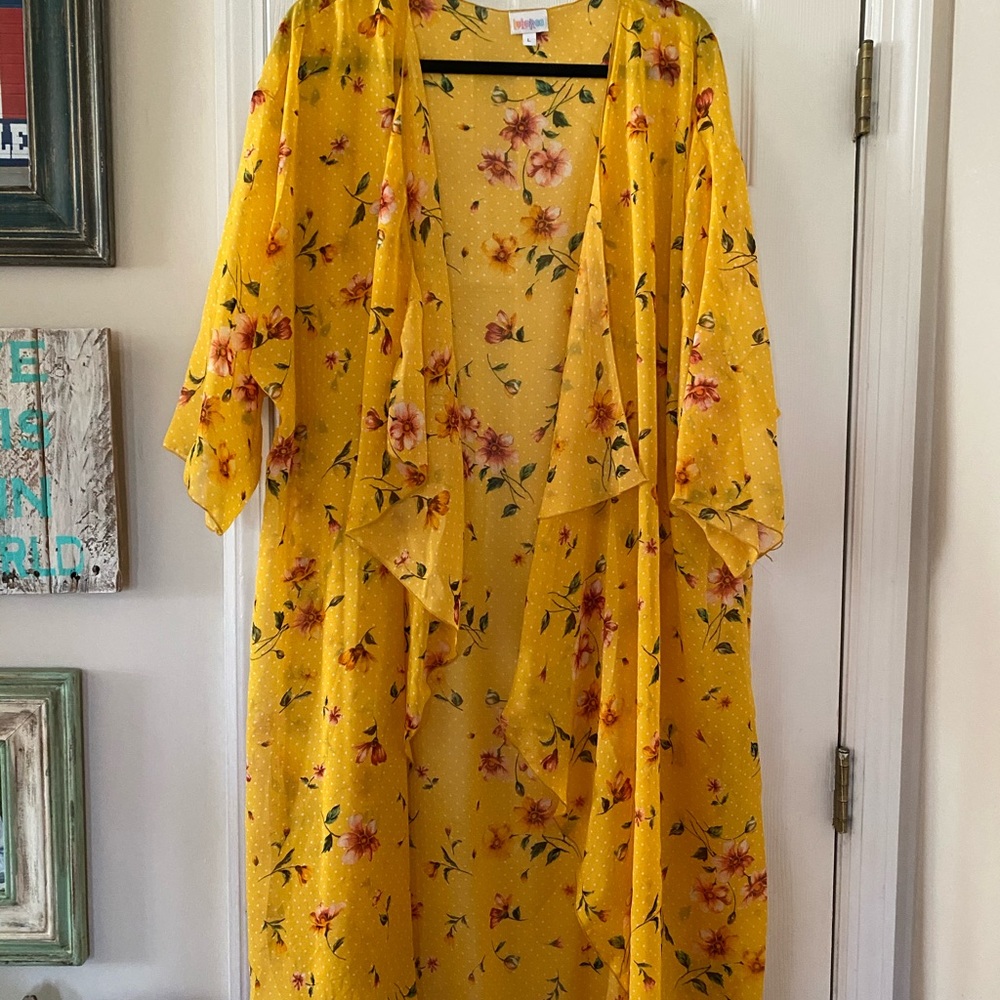 Lularoe yellow/floral kimono